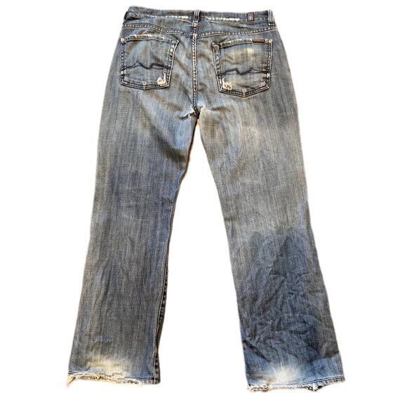 Mens 7 For All Man Kind, Vintage ,Y2K, boot cut, med wash natural distressing 32 - Picture 3 of 5